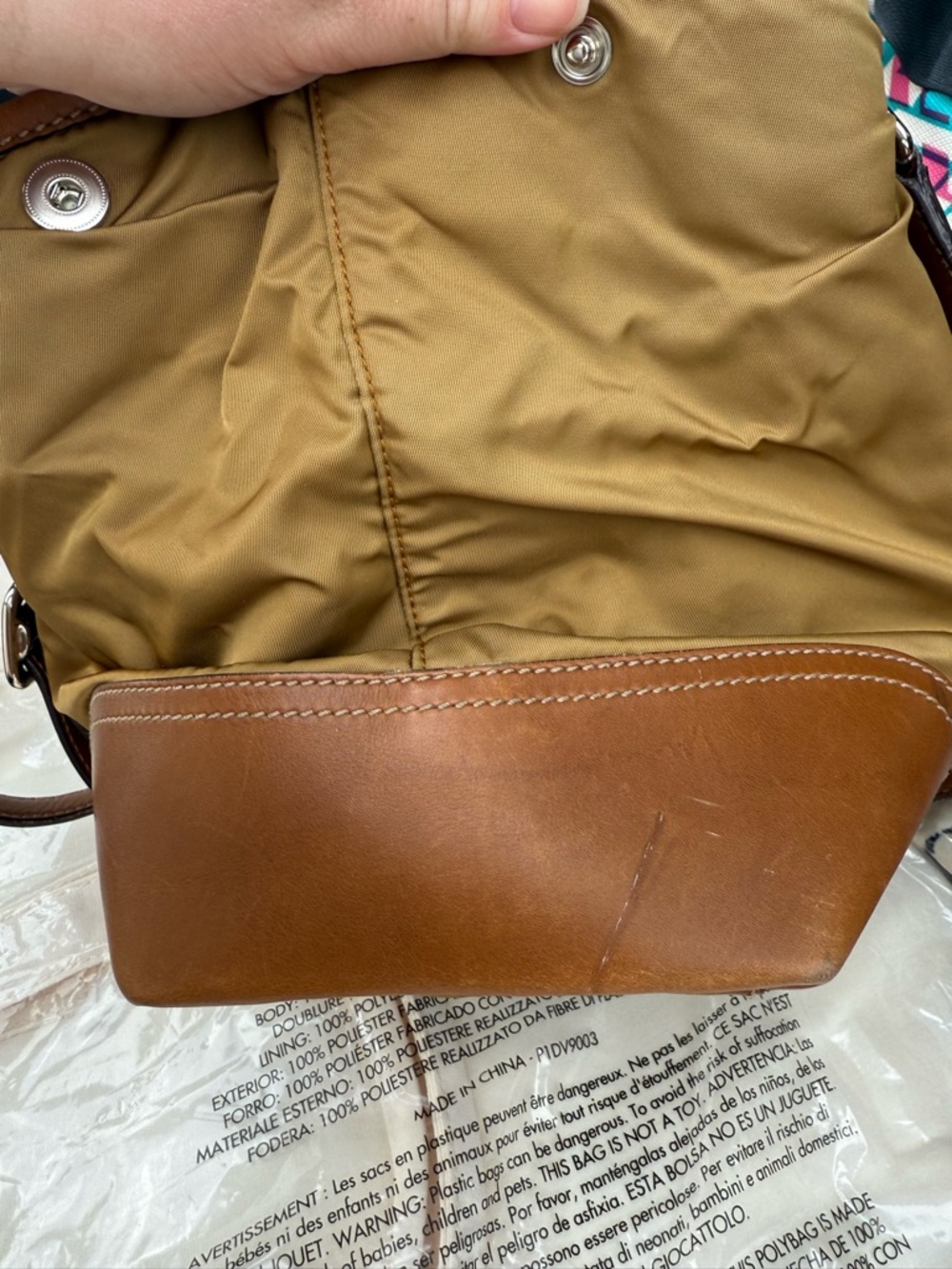 Prada Brown Leather-Trim Logo Interior Crossbody